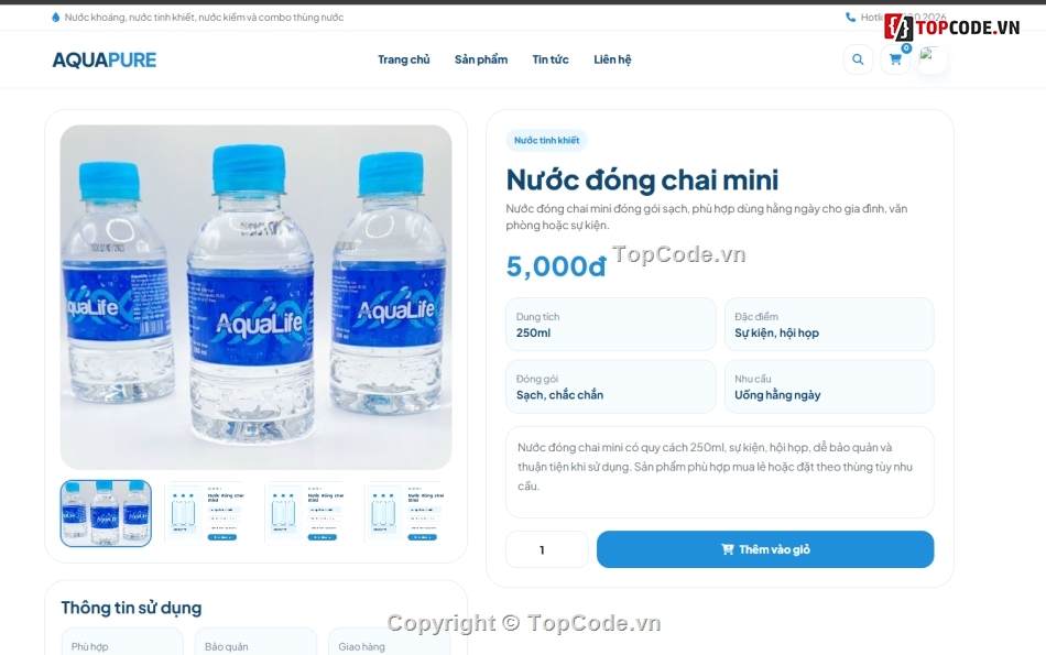 website,website bán nước,web bán nước